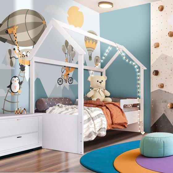 Imagem de Cama Infantil Solteiro Casinha Branco Carrossel Shop JM