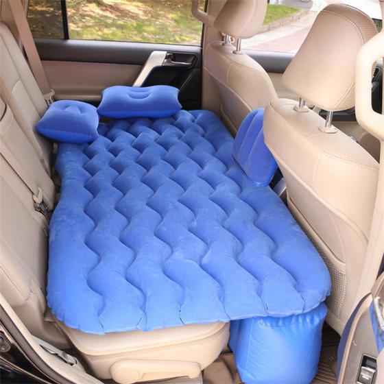 Imagem de Cama Inflável Colchão Carro Veicular Viagem Azul Resistente