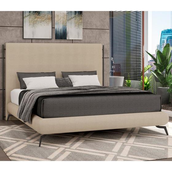 Imagem de Cama Japonesa com Cabeceira Almeriaharu Queen Bouclé Suave Off White - Sallar Home