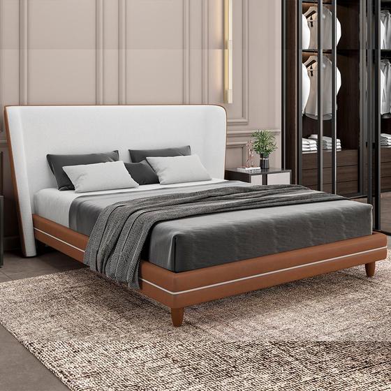 Cama Japonesa com Cabeceira Corea Queen material sintético Caramelo / Bouclé Suave Off White - Sallar Home Menor preço em Cama Japonesa com Cabeceira Corea Queen material sintético Caramelo / Bouclé Suave Off White - Sallar Home