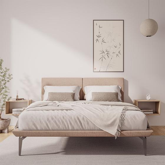 Cama Japonesa Toquio Queen com Cabeceira Almofada Linho Bege Menor preço em Cama Japonesa Toquio Queen com Cabeceira Almofada Linho Bege