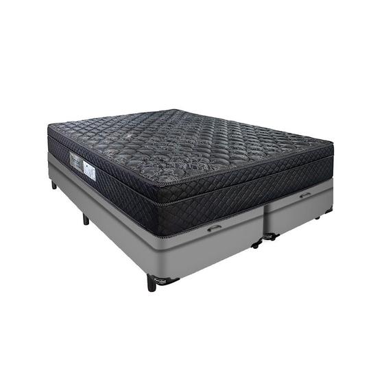 Imagem de Cama King Arezzo Black e Box com Baú Molas Ensacadas Cinza