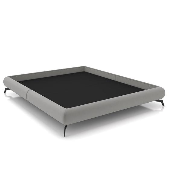 Imagem de Cama King Base Box 193x203cm Pés de Ferro Cold P02 Veludo Cinza - Mpozenato