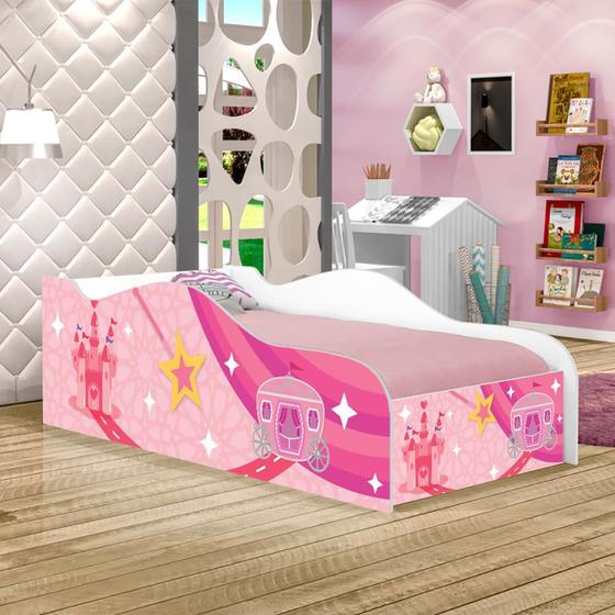 Imagem de Cama Like Carruagem Rosa Solteiro Com Colchão