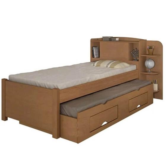 Cama Milenio Solteiro com Cama Auxiliar Com 2 Gavetas Cor Marrom Menor preço em Cama Milenio Solteiro com Cama Auxiliar Com 2 Gavetas Cor Marrom