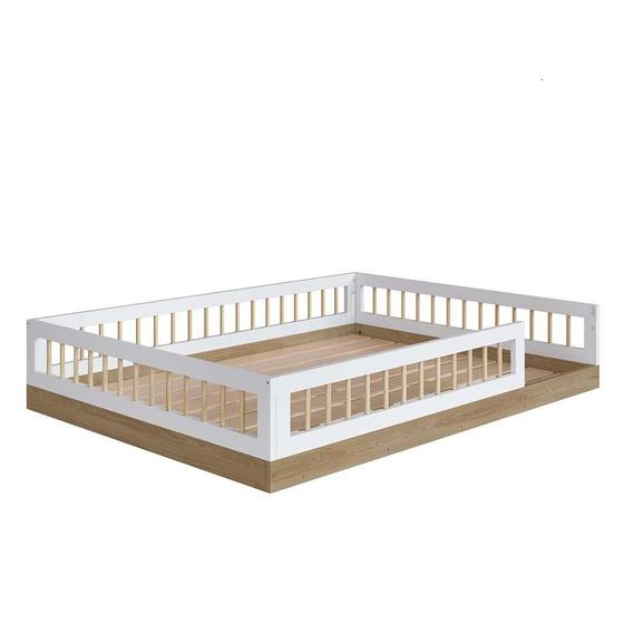 Imagem de Cama Montessoriana Casal Com Grade De Proteção Aveiro Branco