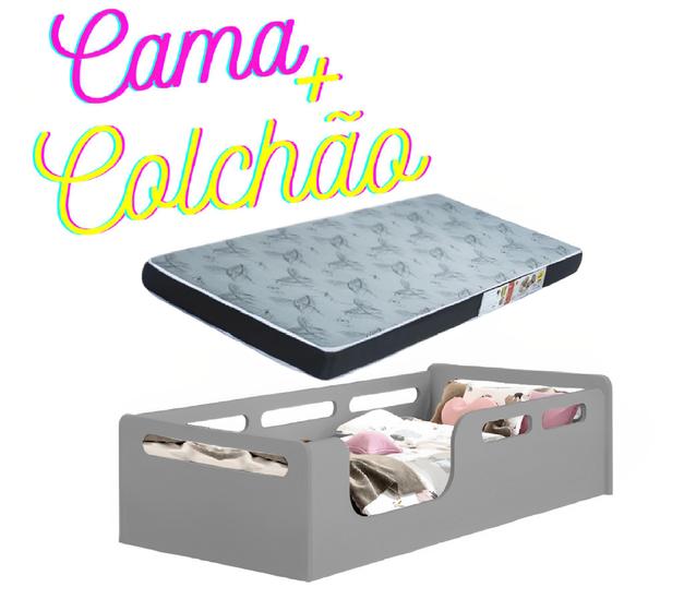 Imagem de Cama Montessoriana Cinza Solteiro Com Colchão