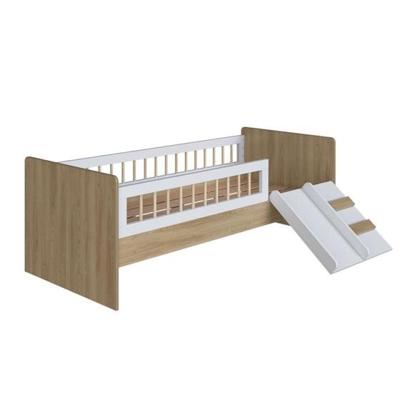 Imagem de Cama Montessoriana com Escada e Escorrega Aveiro com Branco Completa Móveis