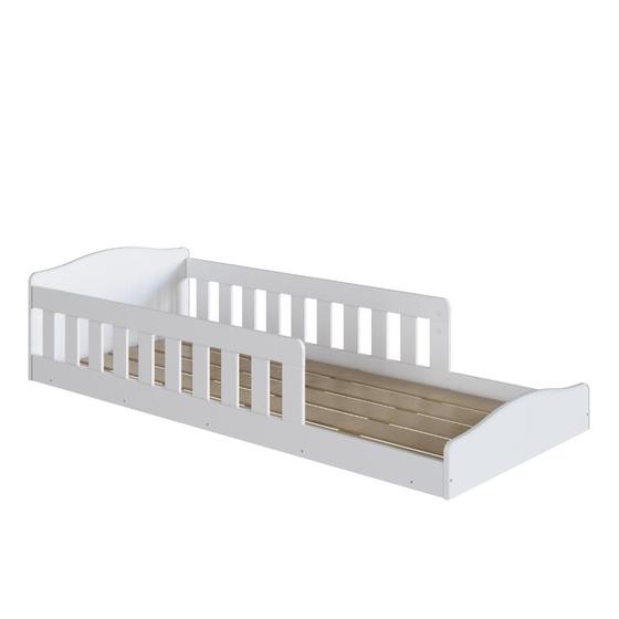 Imagem de Cama Montessoriana Infantil de Chão com Cercado Linha Encanto Branco - Completa Móveis