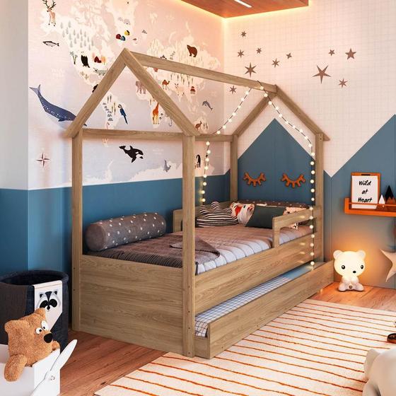 Imagem de Cama Montessoriana Infantil Estilo Casinha Com Cama Auxiliar