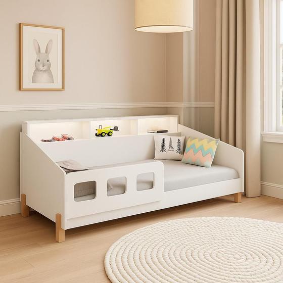 Imagem de Cama Montessoriana Mavi Juvenil com nicho, Led e Colchão