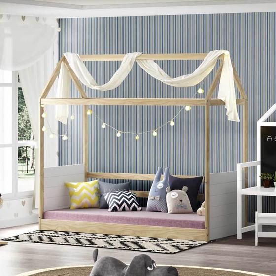 Imagem de Cama Montessoriano Reversível Casinha Garden - Natural/Branco