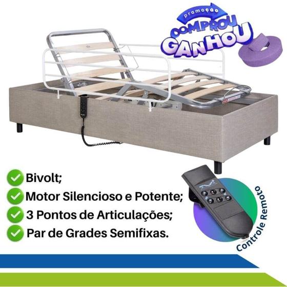 Imagem de Cama Motorizada Articulada Zeus Pilati + Par de Grades- Capacidade 150kg 