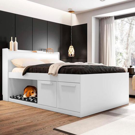 Imagem de Cama Multifuncional Casal Com Caminha Pet E Nichos Branco Framar