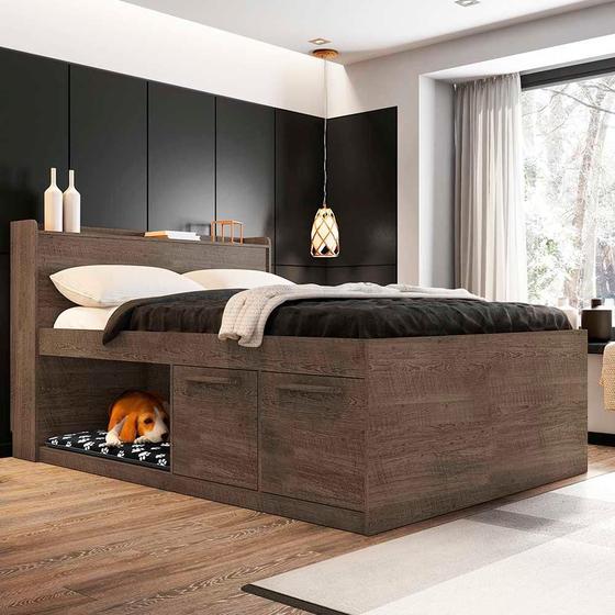 Cama Multifuncional Casal Com Caminha Pet E Nichos Chocolate Framar ...
