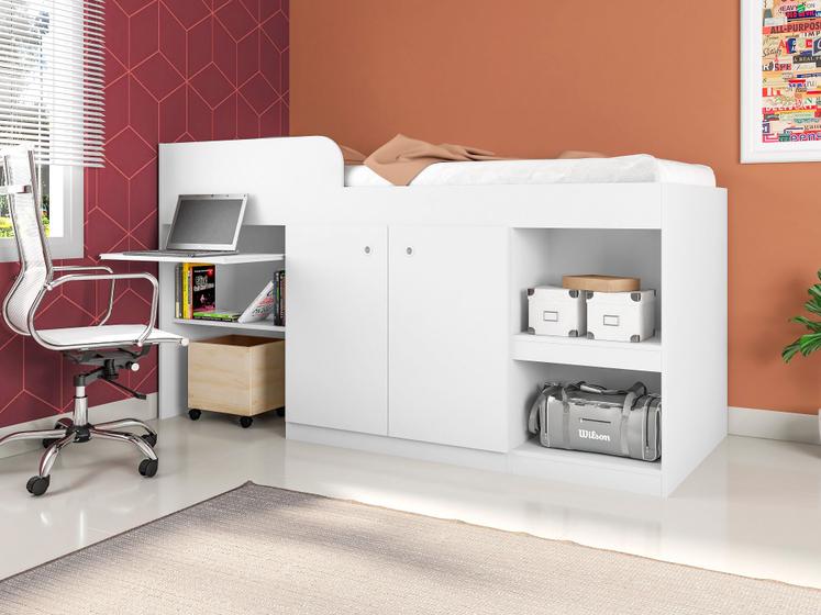Imagem de Cama Multifuncional Com Escrivaninha 90 Juvenille Branco Art In Móveis
