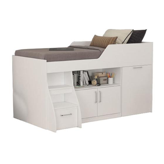 Cama Multifuncional Solteiro 100% MDF 2 Portas 1 Gaveta Nicho Escrivaninha Bianca Cimol Branco Menor preço em Cama Multifuncional Solteiro 100% MDF 2 Portas 1 Gaveta Nicho Escrivaninha Bianca Cimol Branco