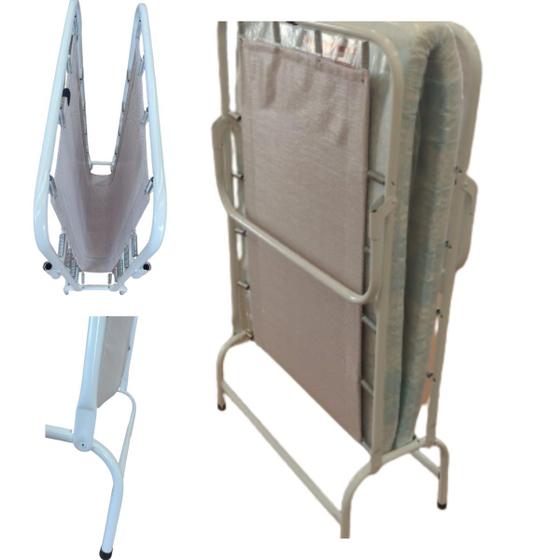 Cama multiuso dobrável campanha em aço tubular e molas Menor preço em Cama multiuso dobrável campanha em aço tubular e molas