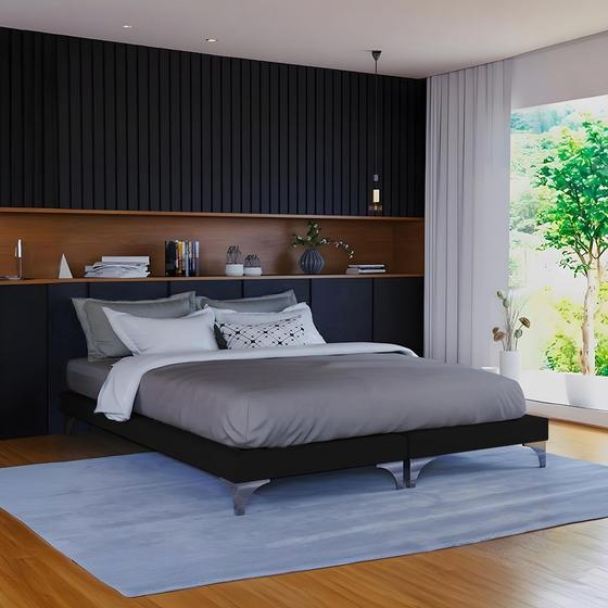 Imagem de Cama Oriental Premium Casal Veludo Preto