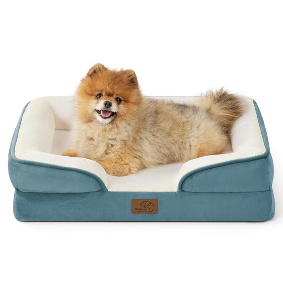 Imagem de Cama ortopédica para cães Bedsure pequena lavável com azul impermeável