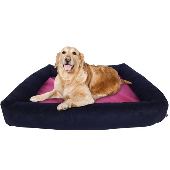 Imagem de Cama Para Cachorro Grande 100x87 Cm - 100% Lavável Preto + Rosa