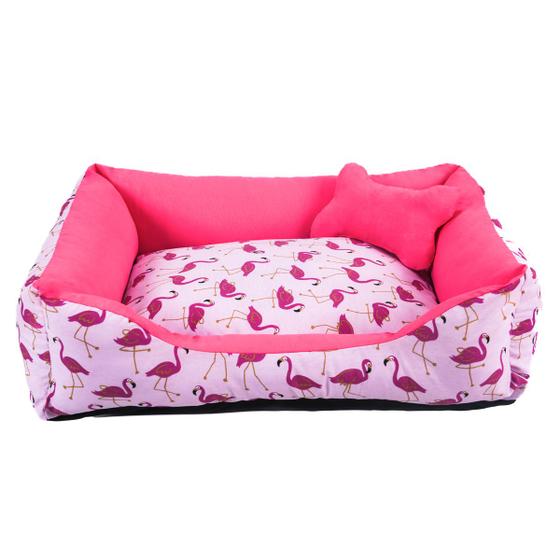 Imagem de Cama para Cachorro Médio 60X50 Com Ziper Estampa Flamingo