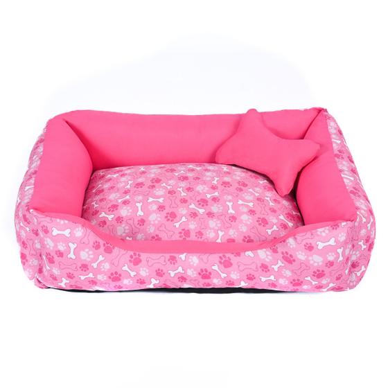 Imagem de Cama para Cachorro Médio 60X50 Com Zíper Estampa Ossinho Pink 2