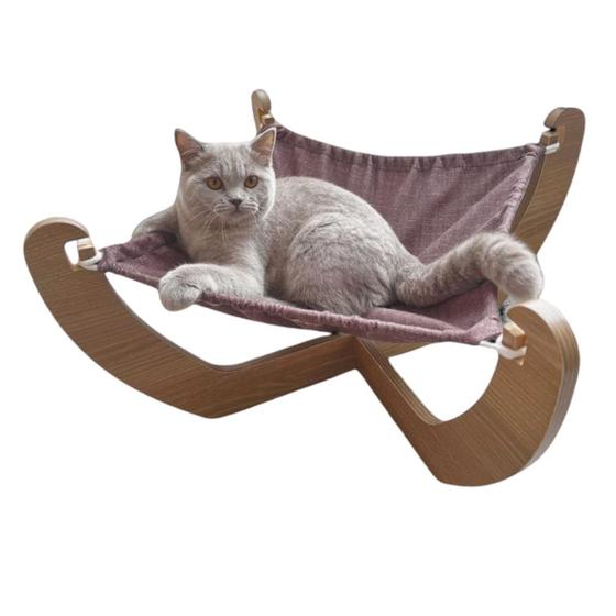 Imagem de Cama Para Gato Rede Pet Cachorro MDF Espreguiçadeira Modelo X - Amadeirado