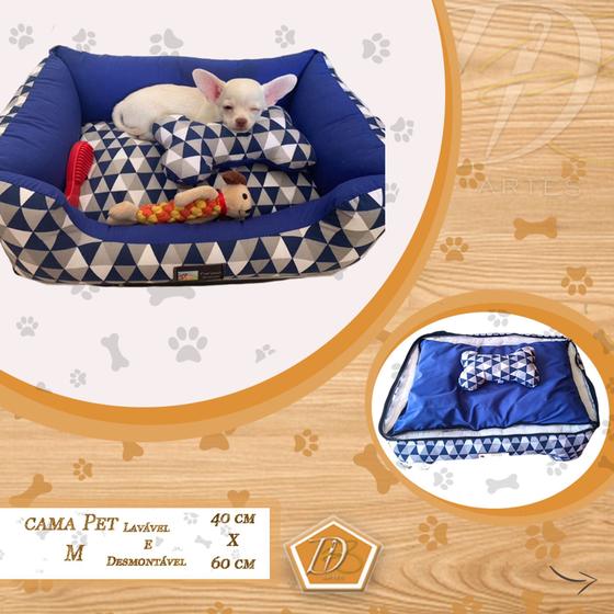 Imagem de Cama Pet 2x1 - Para Cães e Gatos - (M) 40 x 60cm - Dupla face - Desmontável e Lavável