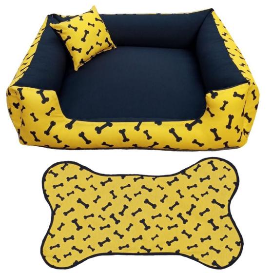 Imagem de cama pet cachoro ou gato caminha para cama cachorro médio + tapete para comedouros