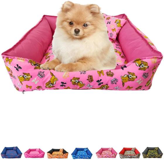 Imagem de Cama Pet Cachorro Gato Quadrada Estampada 42x42x16 P Rosa