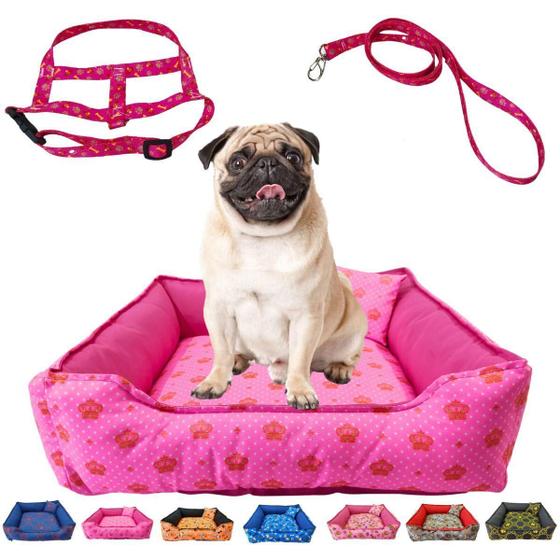 Imagem de Cama Pet Cachorro Gato Quadrada Estampada 52 X 52 X 17 M +