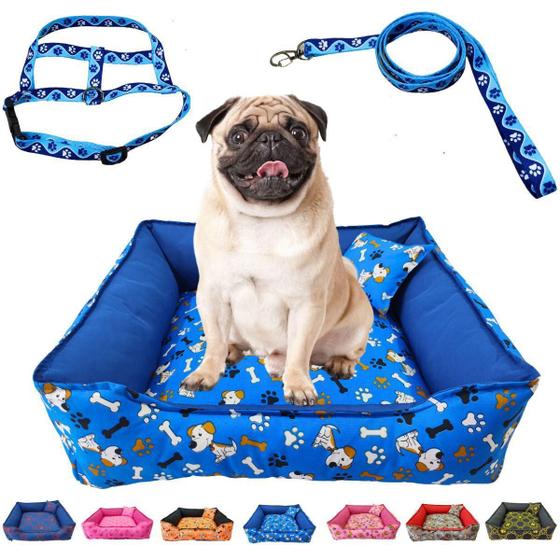 Imagem de Cama Pet Cachorro Gato Quadrada Estampada 52 X 52 X 17 M +