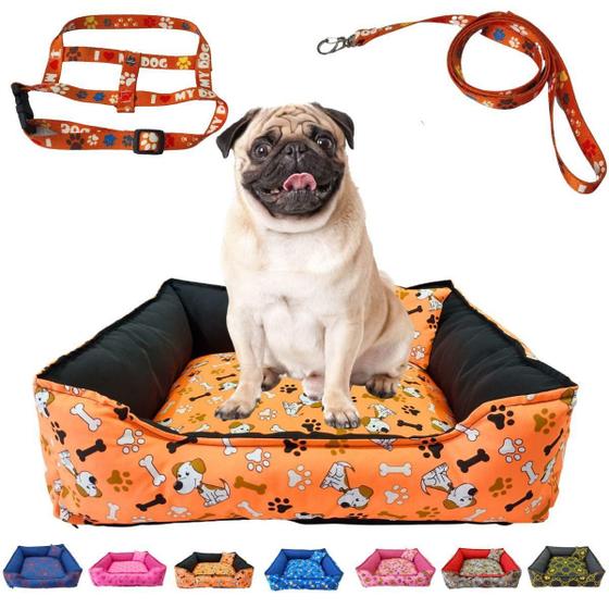 Imagem de Cama Pet Cachorro Gato Quadrada Estampada 52 X 52 X 17 M +