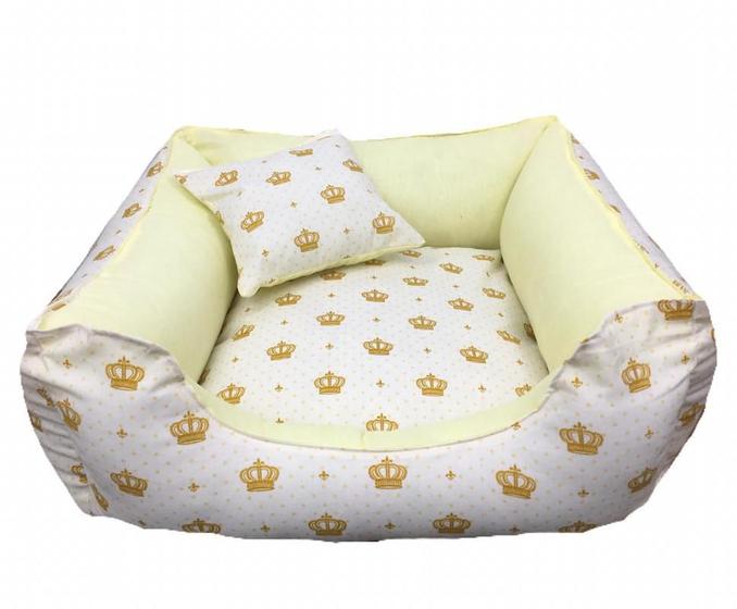 Imagem de Cama Pet Cachorro Ou Gato 70 X 70 Cm Com Zíper Coroa Lavável