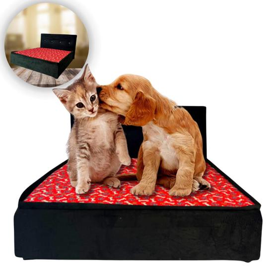 Imagem de Cama Pet Luxo Colchão Embutido para Cachorro e Gato 80x80cm