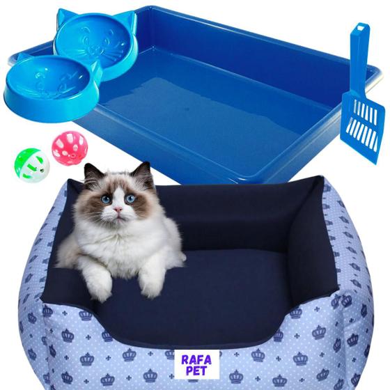 Imagem de Cama Pet para Gato Premium + Caixa de Areia para Gato Completo com Todos os Acessórios + Brinquedo Gato