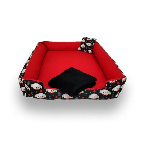 Imagem de cama pra cachorro grande +mantinha cama retangular 70x80cm cama de cachorro lavável com zíper