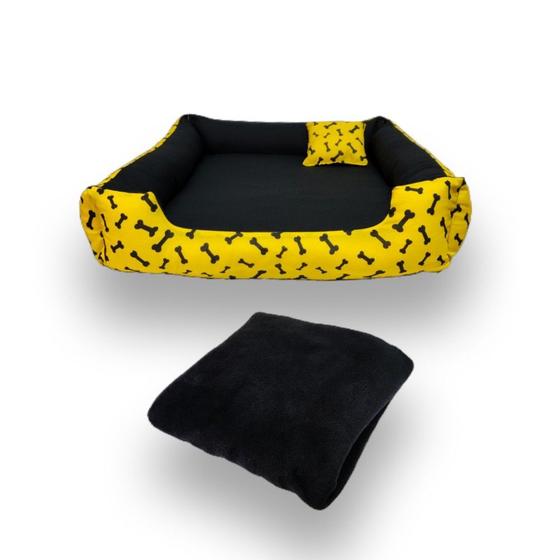 Imagem de cama pra cachorro grande +mantinha cama retangular 70x80cm cama de cachorro lavável com zíper