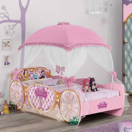 Imagem de Cama Princesas Disney Star Rosa com Dossel - Pura Magia