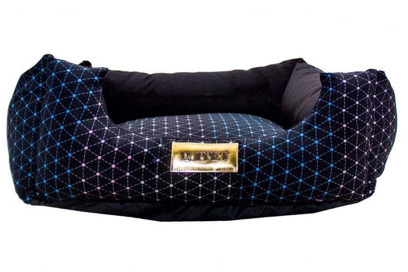 Cama Quadrada para Cachorro ou Gato Luppet Luxo Preto com Bolinhas coloridas Menor preço em Cama Quadrada para Cachorro ou Gato Luppet Luxo Preto com Bolinhas coloridas