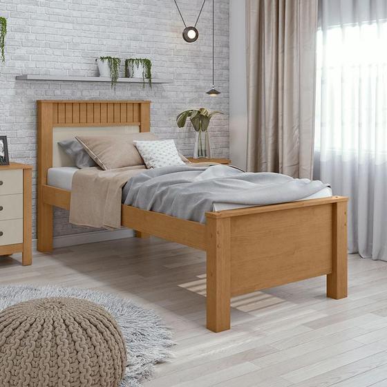 Imagem de Cama Solteiro Ambiente Athenas 90 Amêndoa Clean Off White Flex - Lopas