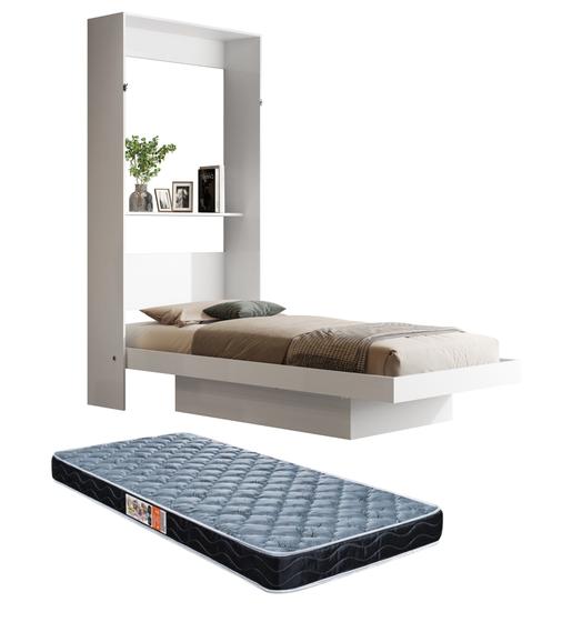 Imagem de cama solteiro articulada de parede que vira prateleira decoração multifuncional com colchão
