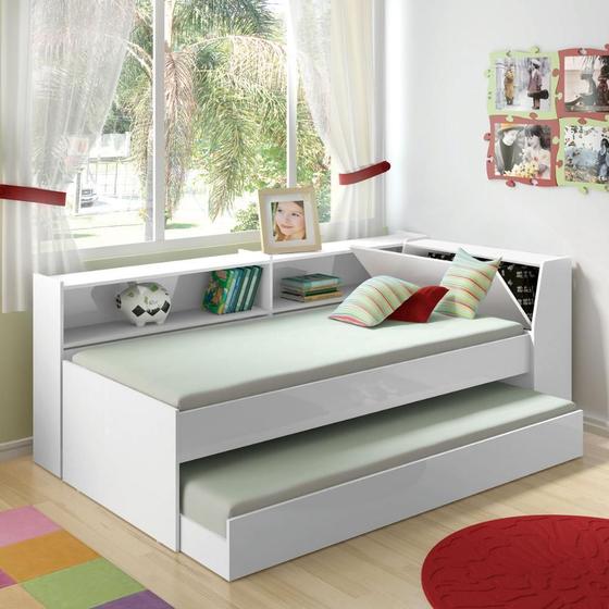Cama Solteiro Bicama Estante com kit luz Ditália BB-28-29 Menor preço em Cama Solteiro Bicama Estante com kit luz Ditália BB-28-29