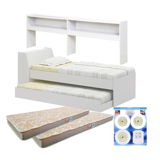 Imagem de Cama Solteiro Bicama Estante Ditália +luz+2colc BB2829 Cozy