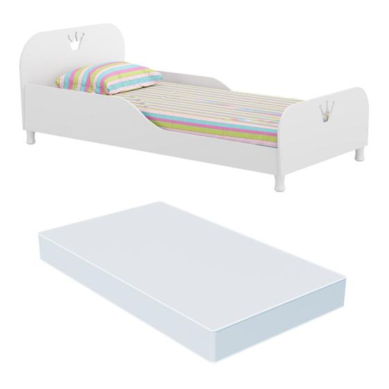 Imagem de Cama Solteiro com Colchão Incluso 100% MDF Realeza Multimóveis Branco