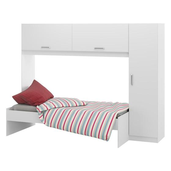 Imagem de Cama Solteiro com Guarda-Roupas/Roupeiro para colchão 88 x 188 cm Multimóveis Branco