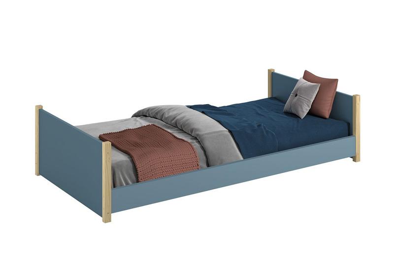 Imagem de Cama Solteiro Evolutiva Ravi 2 Em 1 Com Pés Madeira Natural Azul Fosco - Reller