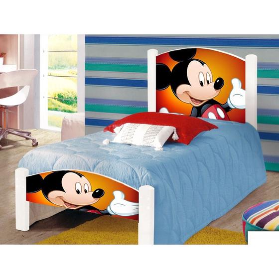 Imagem de Cama Solteiro Infantil Adesivada Mouse com Grade de Proteção