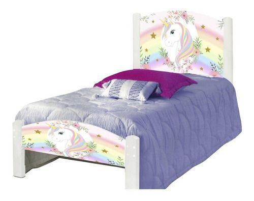 Imagem de Cama Solteiro Infantil Adesivada Unicornio